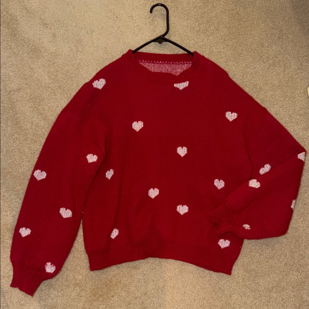Red Heart Pattern Sweater